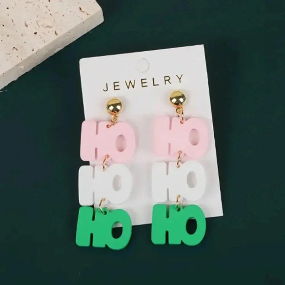 FREE 💗With Purchase💗 HO HO HO Holiday Christmas Earrings - Resin - NEW - Picture 1 of 2